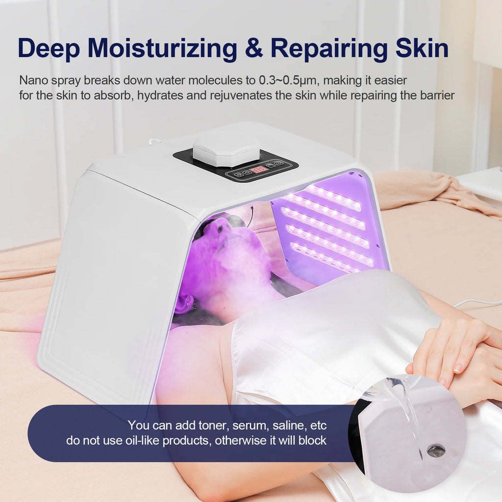 7 Colors LED Photon Machine Red Light Therapy Device with Nano Spray Anti-aging facial Rejuvenation Home SPA Skin Care Tool